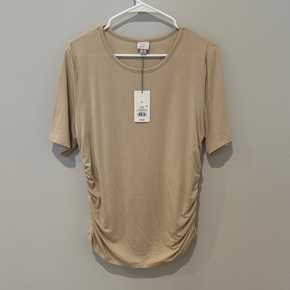 a new day Tan Short Sleeve Women's Top